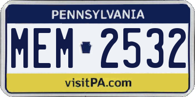 PA license plate MEM2532