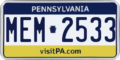 PA license plate MEM2533