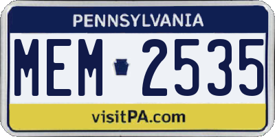PA license plate MEM2535