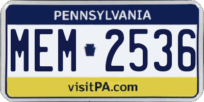 PA license plate MEM2536