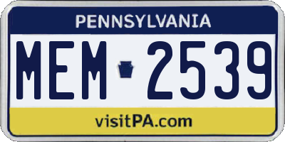 PA license plate MEM2539