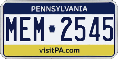 PA license plate MEM2545