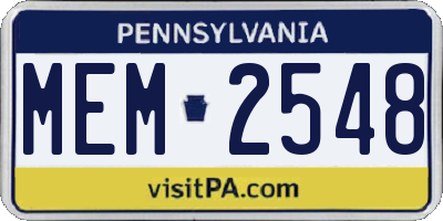 PA license plate MEM2548
