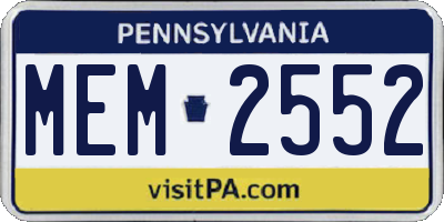 PA license plate MEM2552