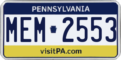 PA license plate MEM2553