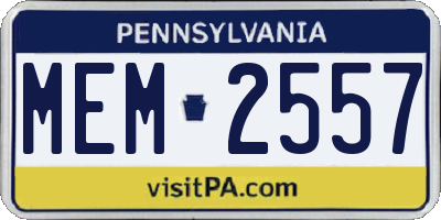 PA license plate MEM2557
