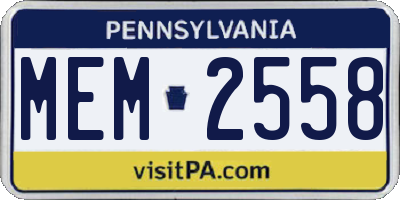 PA license plate MEM2558