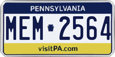 PA license plate MEM2564