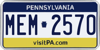 PA license plate MEM2570