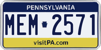 PA license plate MEM2571