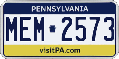 PA license plate MEM2573