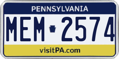 PA license plate MEM2574