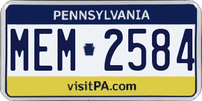 PA license plate MEM2584