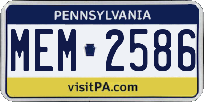 PA license plate MEM2586