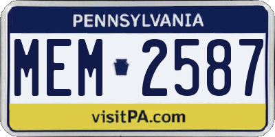 PA license plate MEM2587