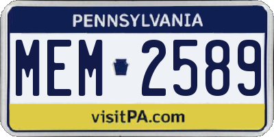 PA license plate MEM2589