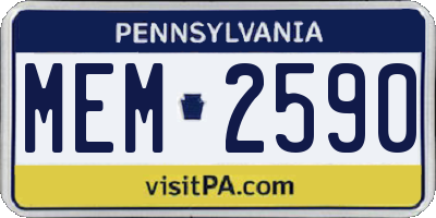 PA license plate MEM2590