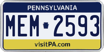 PA license plate MEM2593