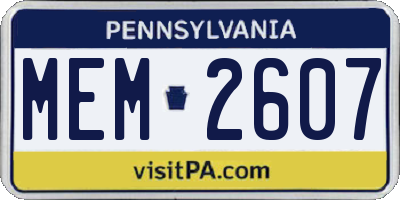 PA license plate MEM2607