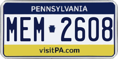 PA license plate MEM2608