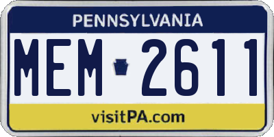 PA license plate MEM2611