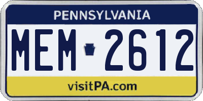 PA license plate MEM2612