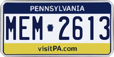 PA license plate MEM2613