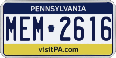 PA license plate MEM2616