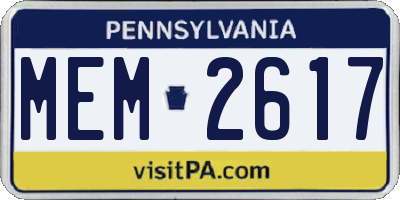 PA license plate MEM2617