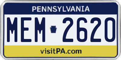 PA license plate MEM2620