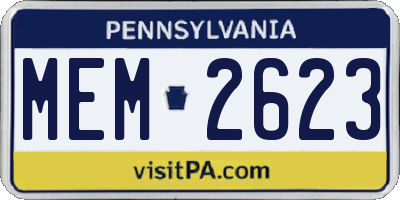 PA license plate MEM2623
