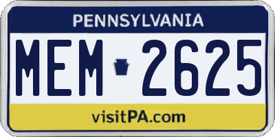 PA license plate MEM2625