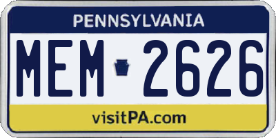 PA license plate MEM2626
