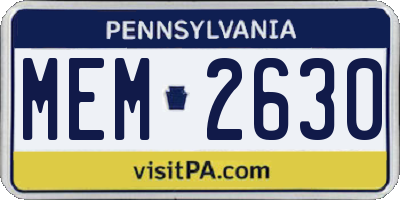 PA license plate MEM2630