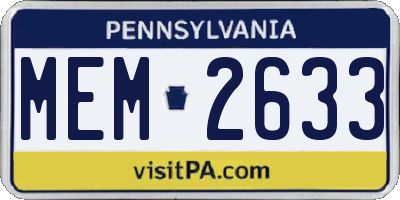 PA license plate MEM2633