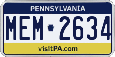 PA license plate MEM2634
