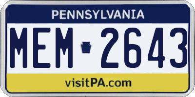 PA license plate MEM2643