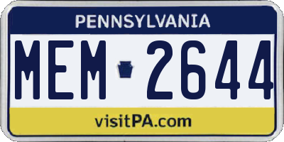 PA license plate MEM2644