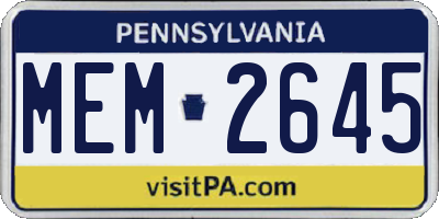 PA license plate MEM2645