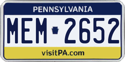 PA license plate MEM2652