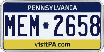 PA license plate MEM2658