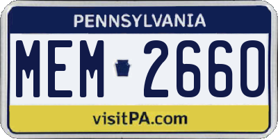 PA license plate MEM2660