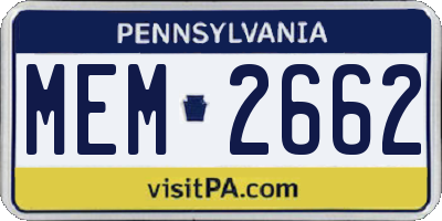 PA license plate MEM2662