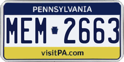 PA license plate MEM2663
