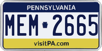 PA license plate MEM2665