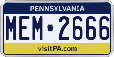 PA license plate MEM2666