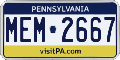 PA license plate MEM2667