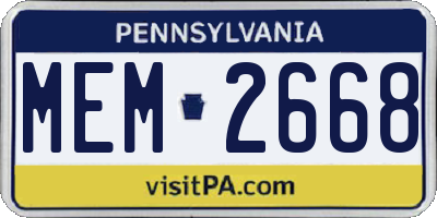 PA license plate MEM2668