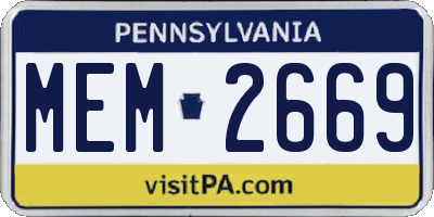 PA license plate MEM2669