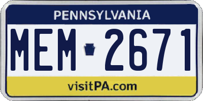 PA license plate MEM2671